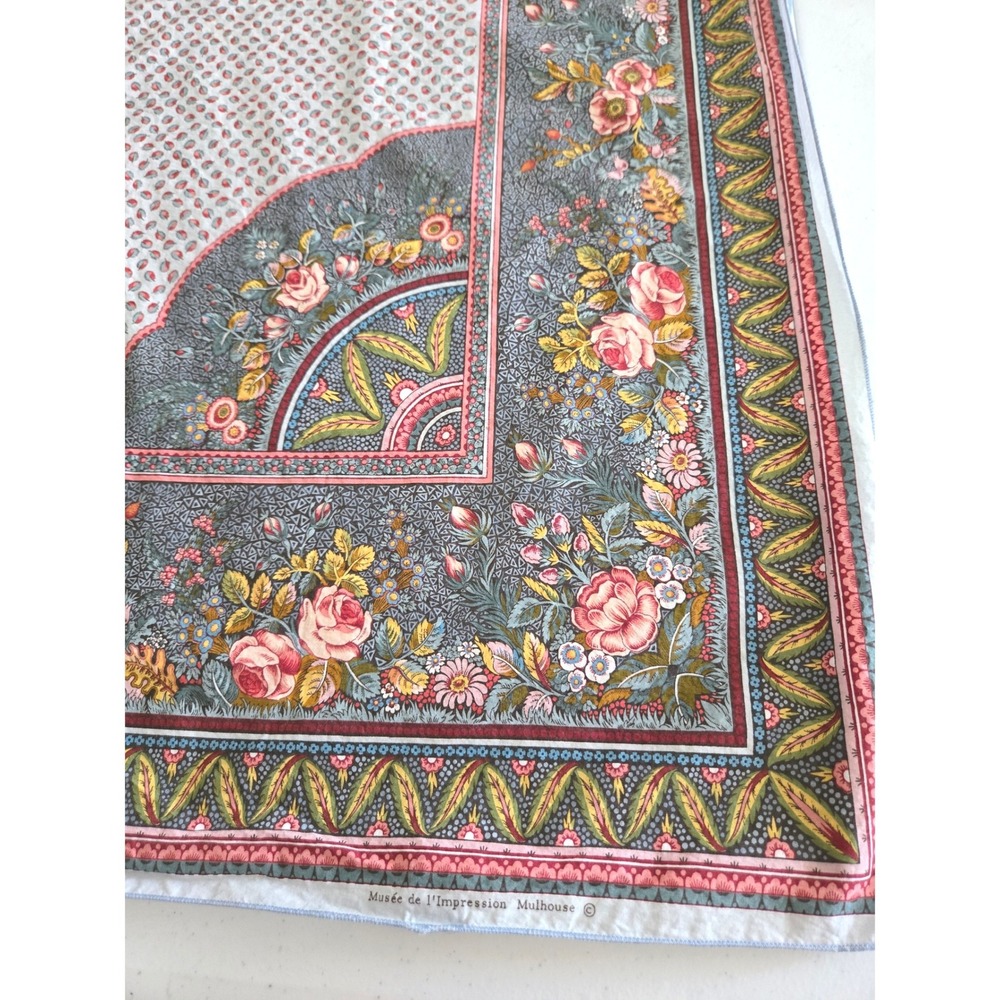 Musée de l'Impression Mulhouse French Womens 35" Square Scarf Floral 100% Cotton